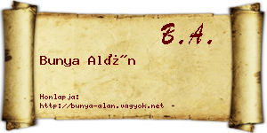 Bunya Alán névjegykártya